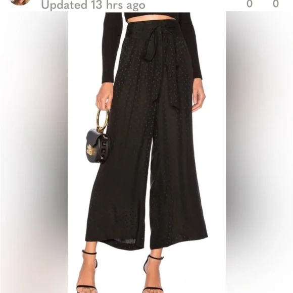 REBECCA TAYLOR High Elastic Back Waist Wide Leg Ankle Pant Crop Pant SILK 6 NWOT - Picture 7 of 15